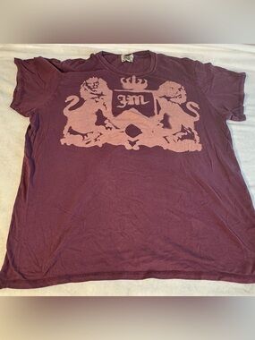 Juicy Couture Burgundy with Pink Graphic Crest T-Shirt XXL Y2K Style Made in USA